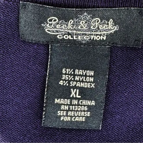 Peck & Peck Collection V Neck Chain Detail Cardigan Sweater Purple XL Button