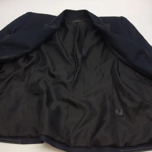 Tahari A.S.L. Separates Navy Denim Styled Blazer/Jacket w/Tan Top Stitching Sz 6
