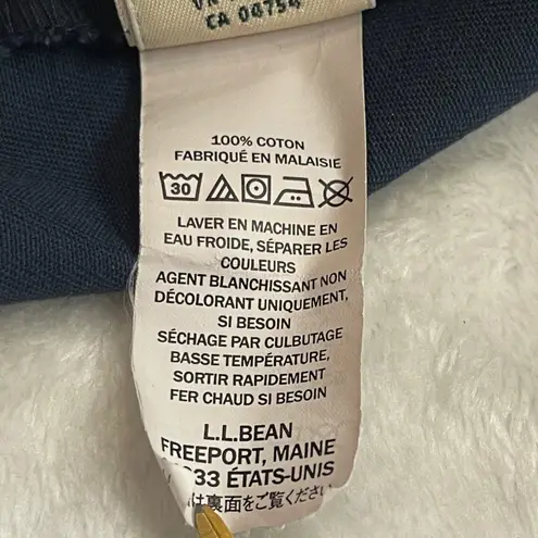 L.L. Bean Classic Fit Navy Trousers Women's 14 100% Cotton Hidden Stretch Sides Blue