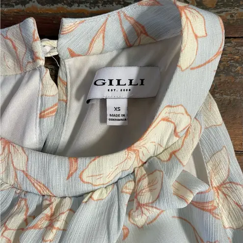 Gilli Floral Sleeveless Belted Halter Style Dress Blue Feminine Size XS 💛🍄