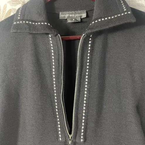 Andrea Jovine Women's Black Wool Dress Size Small Long Sleeve Zip Collar Pockets