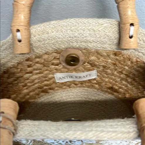 Antik Kraft Tan and Cream Tote with Bamboo Handles