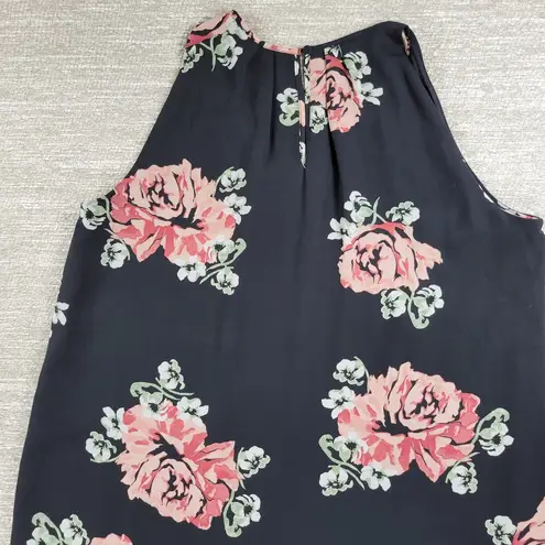 Katherine Barclay Maxi Dress Womens 10 Black Floral Pleated Casual Summer Lined