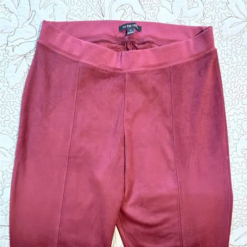 LA FEE VERTE Pseudosuede Brushed Faux Suede Leggings In Burgundy Sz Small💚 Red