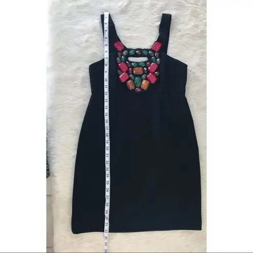 Shoshanna Black Mini Cocktail Dress Sleeveless Beaded Neckline Sheath Size 0