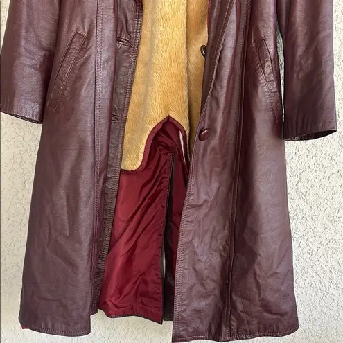 Vintage 70s Brown Leather Coat with Fur Collar – Western Leather Clothing Center Size M