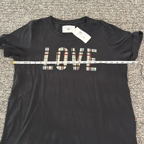 Sol Angeles NWT Love Plaid Rolled Crew Neck T Shirt Sz L