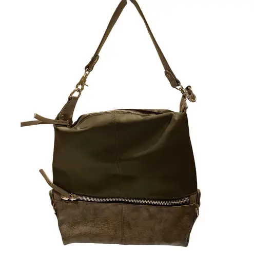Sondra Roberts 🍂 Squared Olive Green Bronze Shoulder Bag Hobo Tote Convertible - Image 3