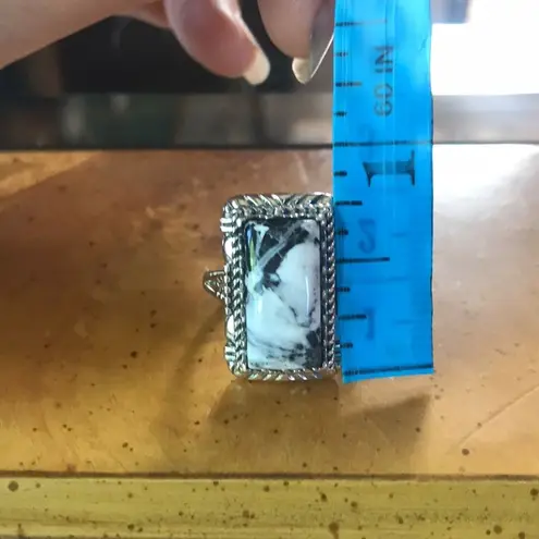 Natural White Buffalo Sterling Silver Ring Size 7