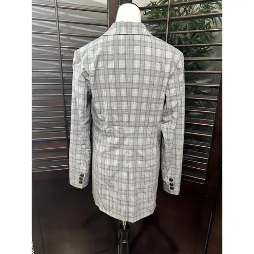 Nordstrom  Women's Gray Plaid Single Button Blazer M NWOT