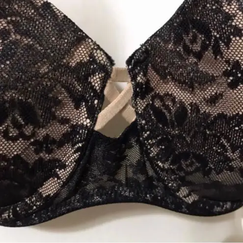Illusion Lace padded underwire black beige bra size 36DD