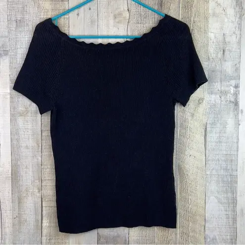 White Stag Size Small (4-6)Short Sleeve Scallop Neck Ribbed Cotton Blend…