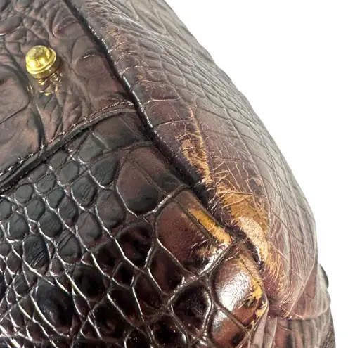 Brahmin Collette Pecan Melbourne Leather Croc Embossed Shoulder Bag