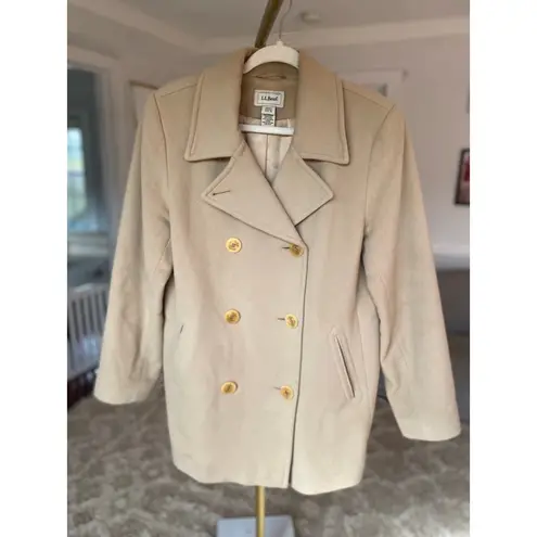 L.L. Bean Camel Wool Peacoat Classic Winter Jacket Preppy Classic Parisian City Tan Size 16P