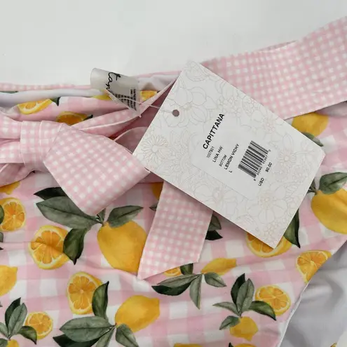 CAPITTANA Lina Bikini Bottom Size Large High Waist Lemon Vichy NWT Swim Beach Yellow