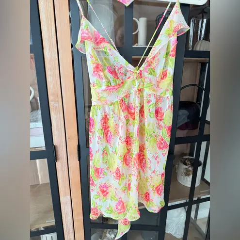 Victoria's Secret Victoria’s Secret Lingerie set babydoll mini dress thong floral chiffon sheer