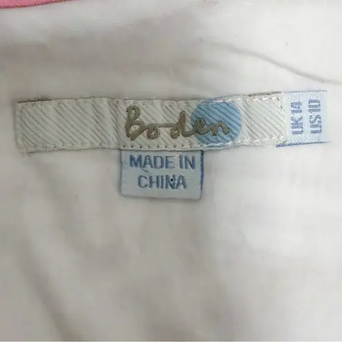 Boden Red Off White Geometric Sleeveless Flap Neck Woven Fit Flare Martha Top 10