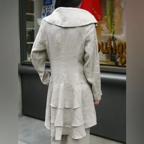 Cannisse Levant $288 Grey Long Jacket Dress Linen M Gray Size M