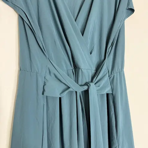 Halara Breezeful V-Neck Short Sleeve Midi Dress – Blue – Size 2X