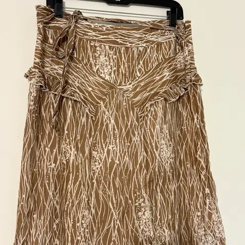 Anna Sui x Anthropologie Long Brown Maxi Skirt Boho Size 10