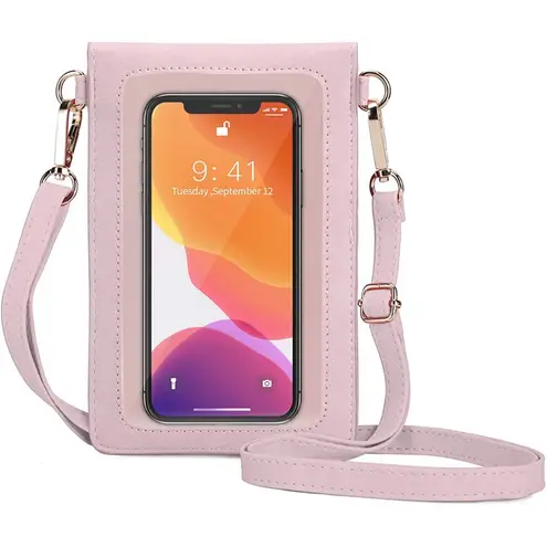 Lightweight Crossbody Bag Mini Small Phone Purse Pouch with Strap Pale Rose Pink