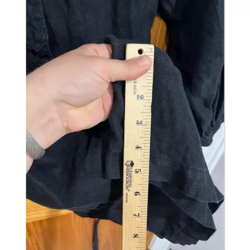 Alex Mill Black Linen Utility Romper Button Front Tie Waist Long Sleeve M Size M