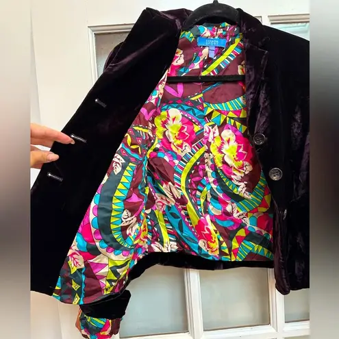 Escada Sport Dark Plum Purple Crushed Velvet Blazer Jacket EU Size 34 US Small S