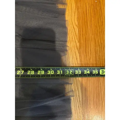 Chic Tulle Midi Skirt Dark Gray Elastic Waist Pleated Layered