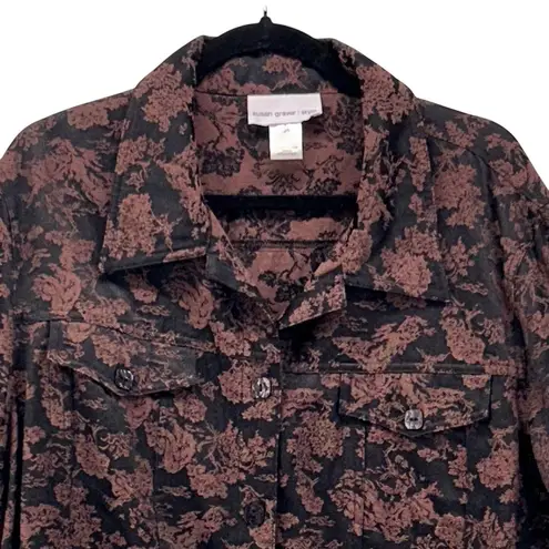 Susan Graver Womans Blazer Jacket Size 2x Dark Florals Romantic Jacquard