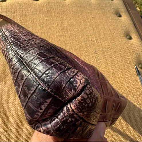 Brahmin Lorelei Dusty Pink Melborne crocodile embossed leather shoulder bag