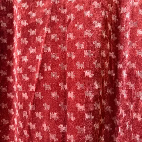 1970s Velvet Scottie Dog Print Aline Red Vintage Maxi Skirt Size 8
