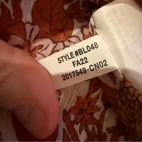 J.Crew Crinkle Chiffon Long Ruffle Sleeve Top in Fete Floral Sz M