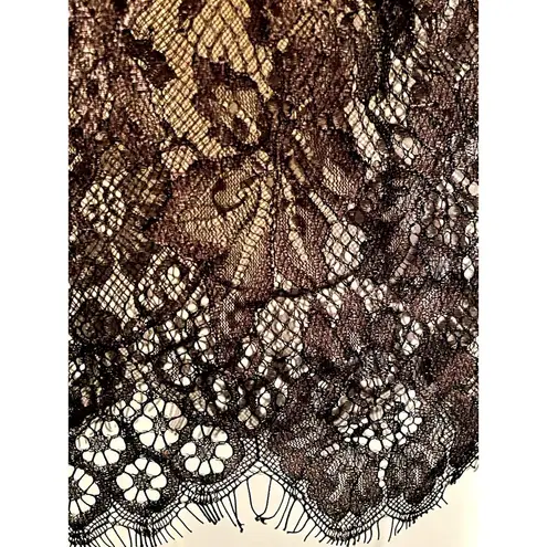 Slinky Black Floral Lacy Babydoll Lingerie with Eyelash Accents S/M Size undefined