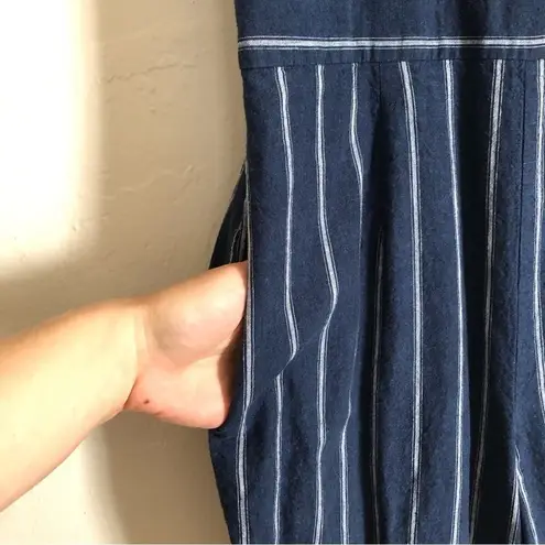Rachel by Rachel Roy Kate Blue White Stripe Linen Tie Tank Romper Jumpsuit Size 6