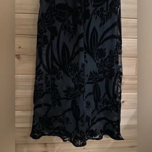 Vintage Niki Livas Small Whimsigoth Fairy Burnout Black Velvet Strappy Prom Gown