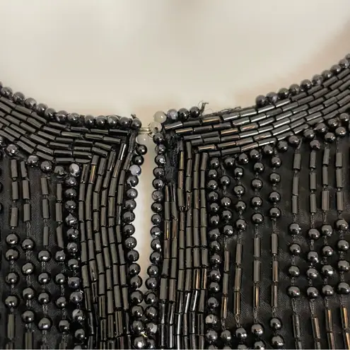 Scala Vintage Silk Beaded Jacket Formal Black Long Sleeves Large Flaws Black Tie