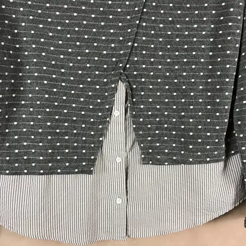 GILLI Gray Long Sleeve Polka Dot Layered Look Knit Top SMALL