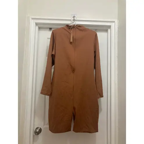 SKIMS Size 4X ALL-IN-ONE LONG SLEEVE MID THIGH ONESIE CARAMEL NWT Jumpsuit