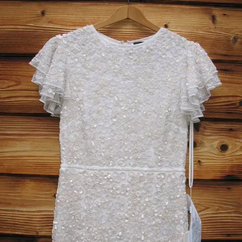 Mac Duggal NWT 10748 White Floral Beaded Gown Dress Size 4 $598