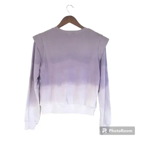 MONROW Revolve Purple Ombre Sweatshirt Top Ruffle Shoulder Cotton Medium New