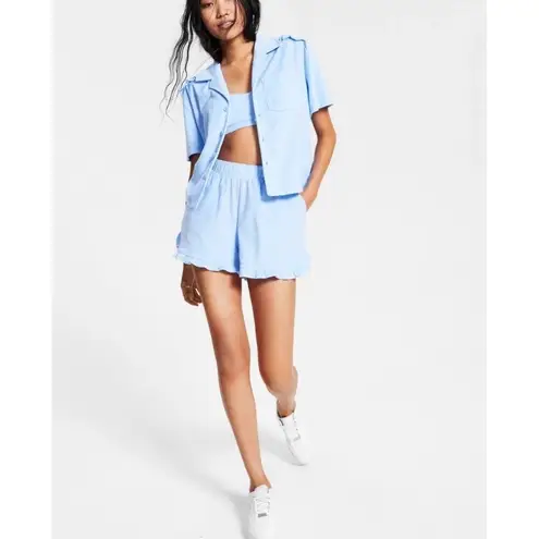 Bar III  Button-Up Short Sleeve‎ Terry Camp Shirt Blue Whisper 2X - Image 6