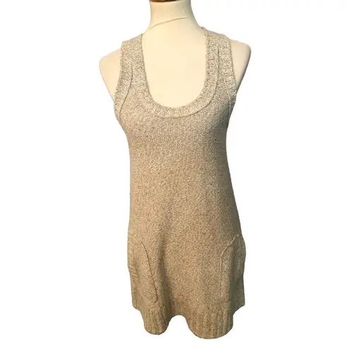 Rubbish vintage beige knitted raceback tank dress with front pockets