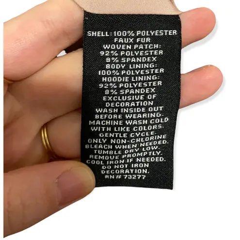 FILA Light Pink Sherpa Full Zip Long Sleeve Hooded Sweater Size XL - Image 5