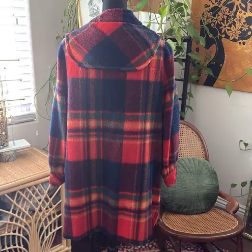 Vintage 60s Mary Redston Original Orange & Navy Plaid Button Up Pea Coat Size undefined