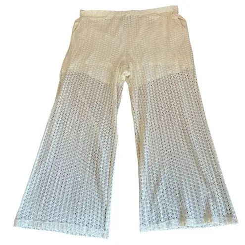 Eloquii Mesh Cream Wide Leg Pants Womens Size 22 to 24 New With Tags