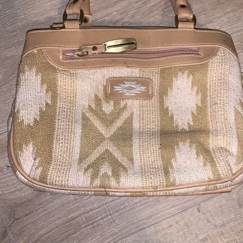 Beige & off white multiple compartment palomino tapestry serape satchel bag