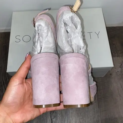 Sole Society Lilac Suede Block Heel Sandals Sz 7.5