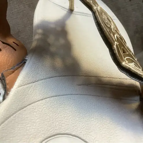 Irsoe womens gold eyelet sandals summer T