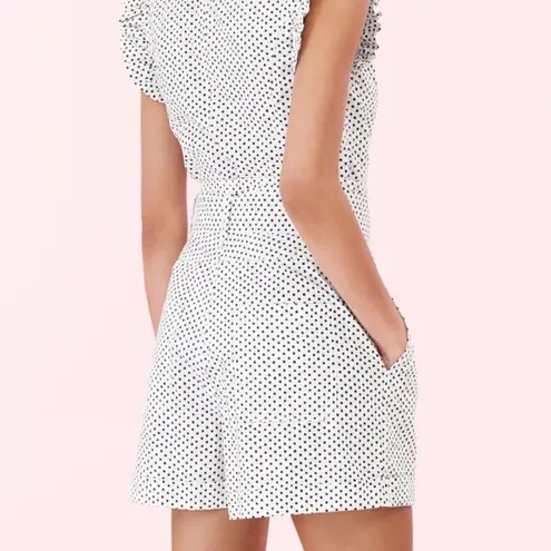 La Vie Rebecca Taylor Corinne White Black Polka Dot High Rise Tie Waist Shorts L Size L