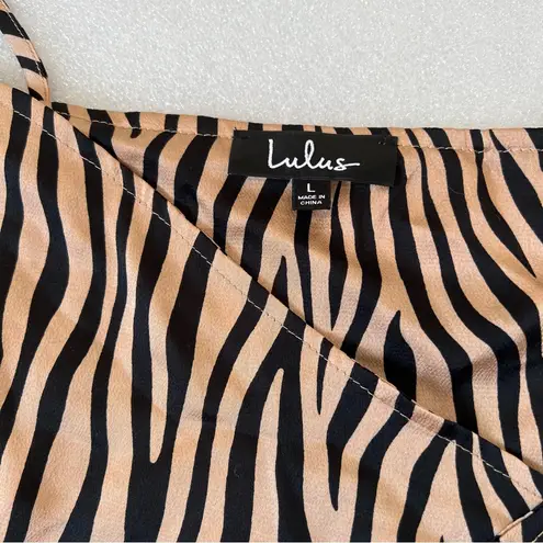 NWT Lulus Wild Spirit Tan Tiger Print Black Size L